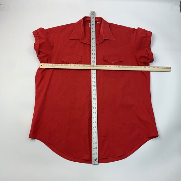 Vintage Ely Cattleman Shirt Mens 18 Pearl Snap Buttons Western Rolled Cap Sleeve - Picture 8 of 10